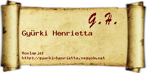 Gyürki Henrietta névjegykártya